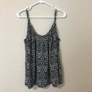 Black Geometric Print Tank Top